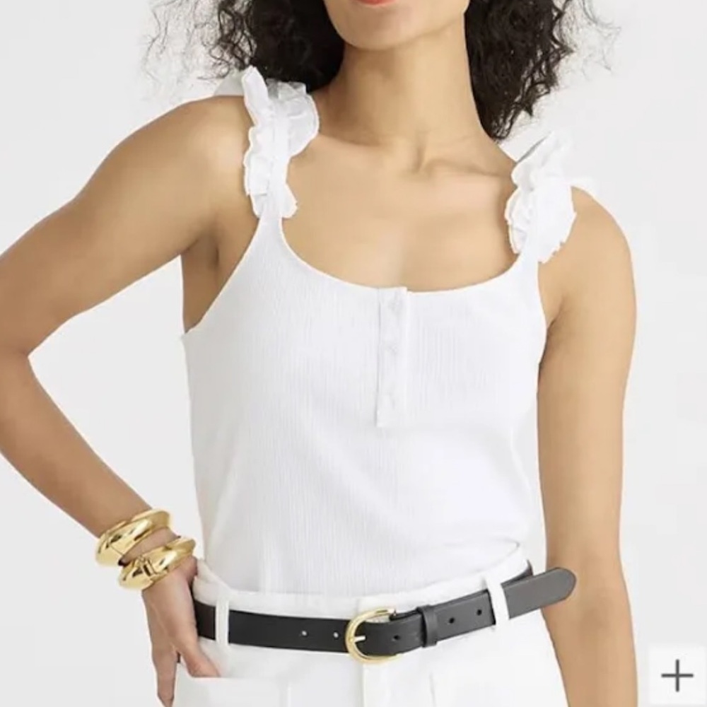 J. Crew Scrunchie-strap‎ henley tank in vintage rib White M